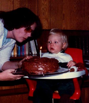 Adam Kavelman's first birthday (with his mom, Sue)